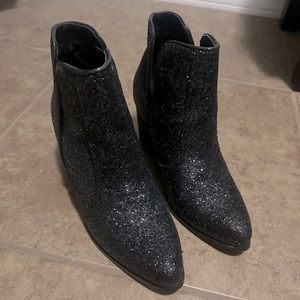 Black glitter boots